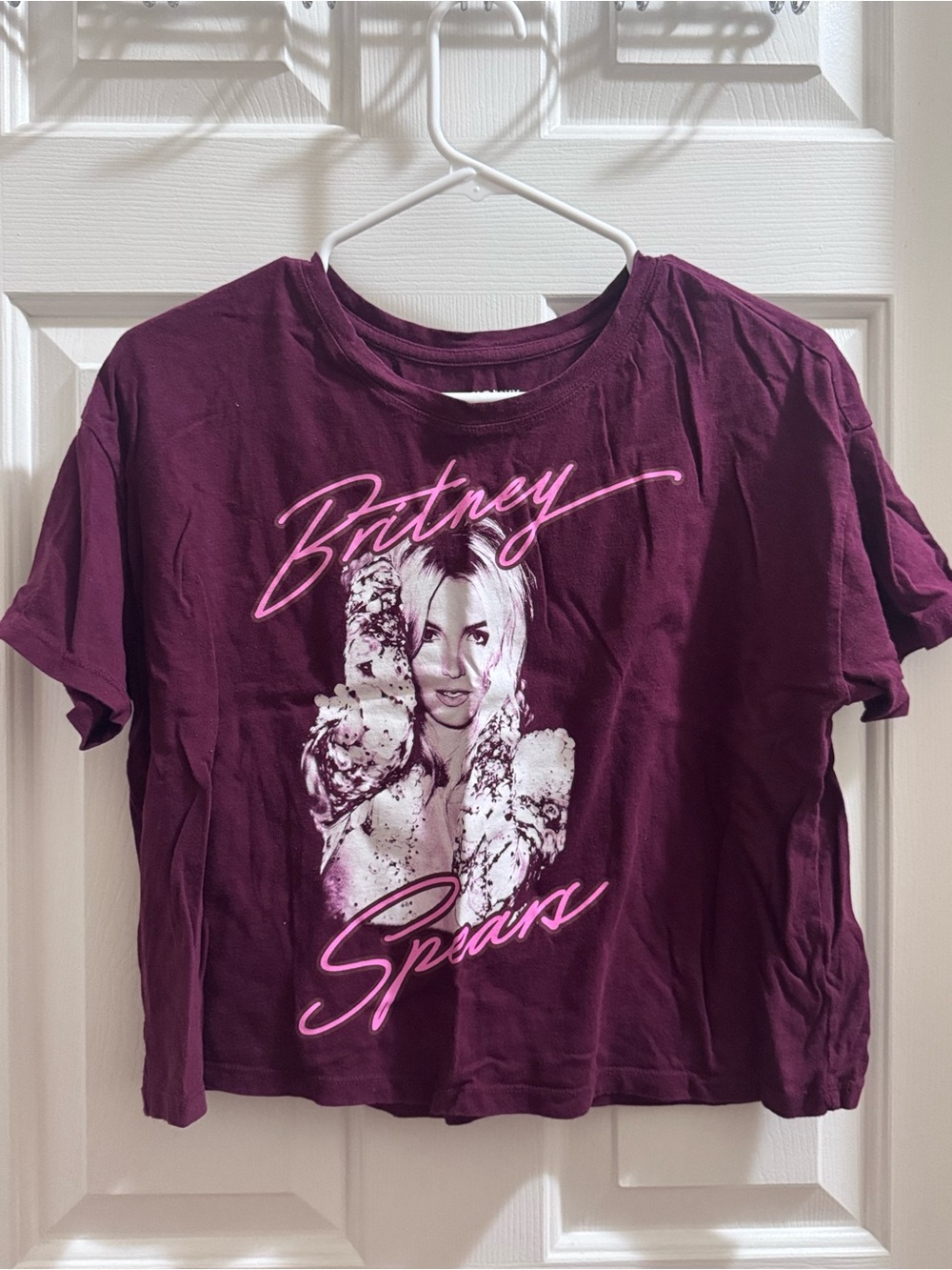 Old Navy Women's Graphic Tee in Deep Plum with Pink Script